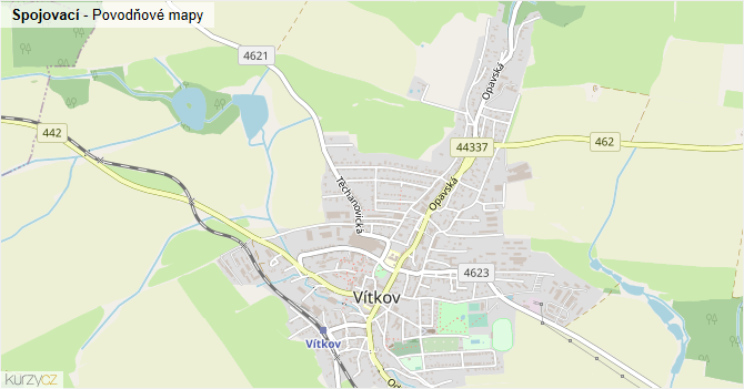 Spojovací - záplavové mapy stoleté vody