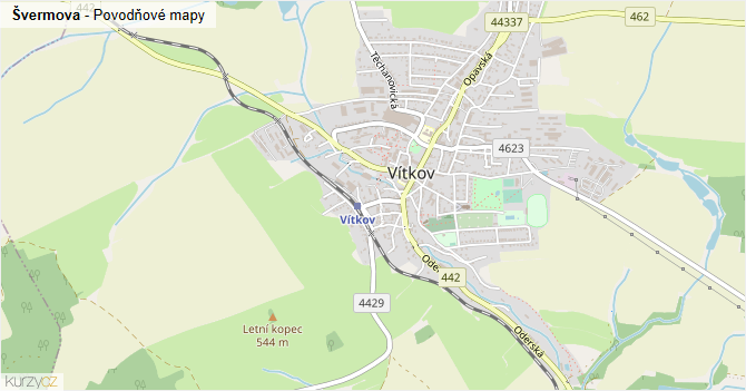Švermova - záplavové mapy stoleté vody