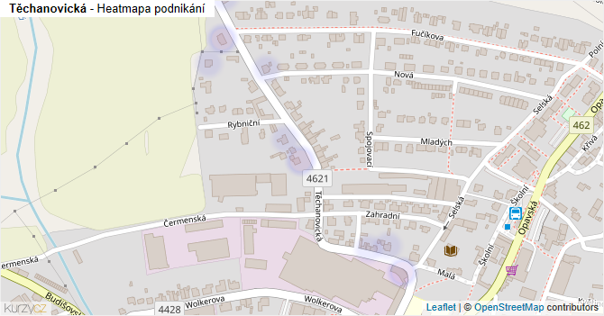Těchanovická - mapa podnikání