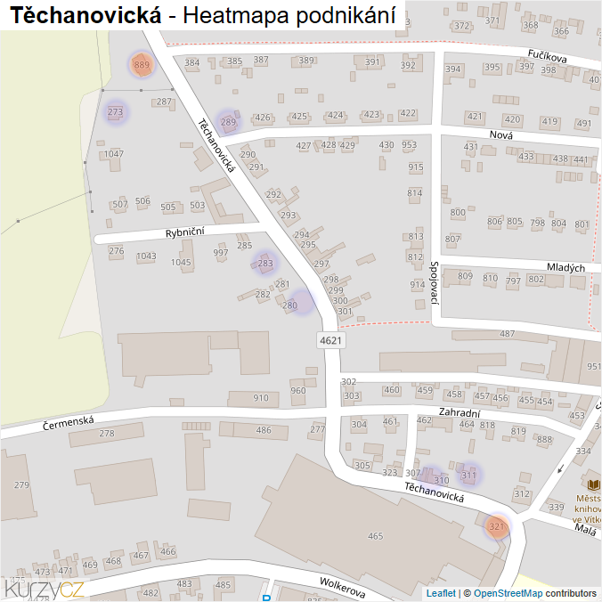Mapa Těchanovická - Firmy v ulici.