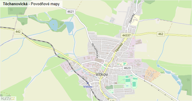 Těchanovická - záplavové mapy stoleté vody