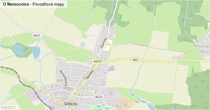 U Nemocnice - záplavové mapy stoleté vody
