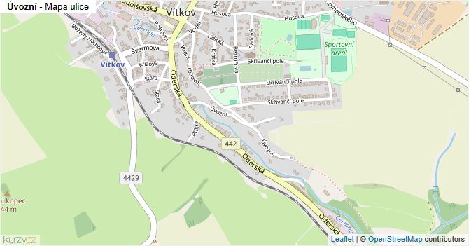 Úvozní - mapa ulice