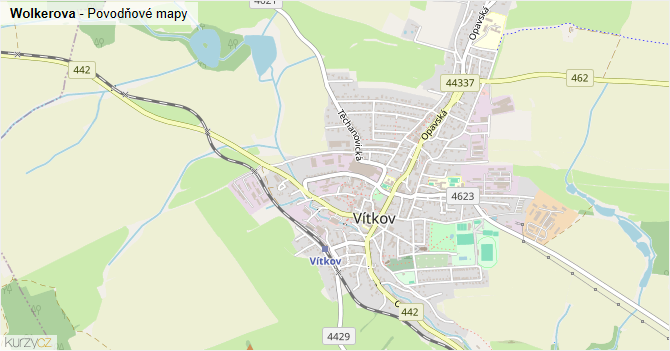 Wolkerova - záplavové mapy stoleté vody