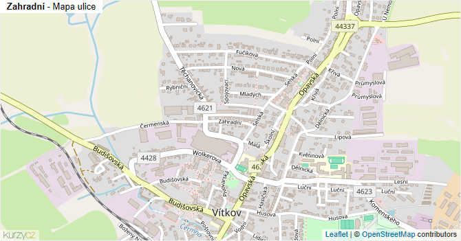 Zahradní - mapa ulice