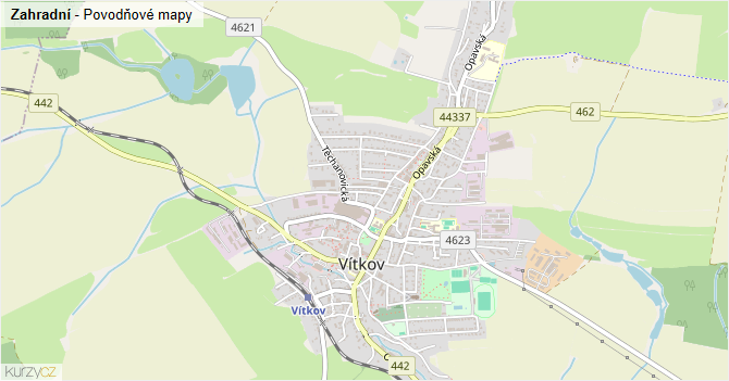 Zahradní - záplavové mapy stoleté vody