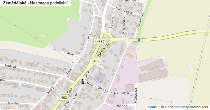 Zemědělská - mapa podnikání