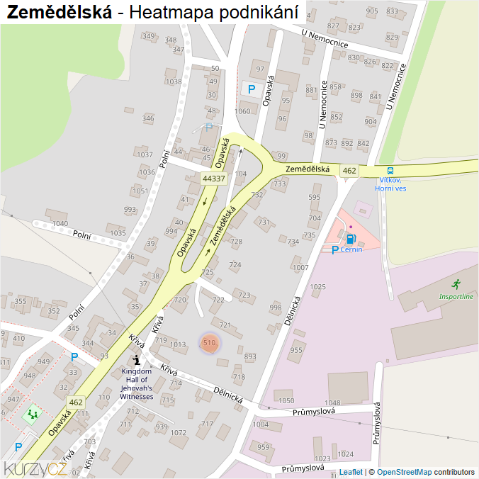 Mapa Zemědělská - Firmy v ulici.