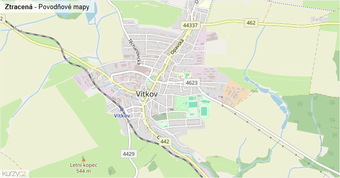 Ztracená - záplavové mapy stoleté vody