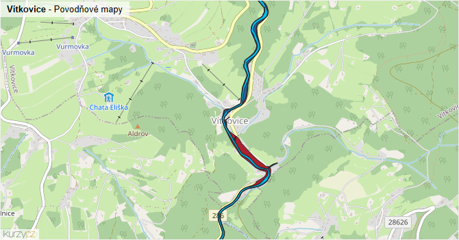 Vítkovice - záplavové mapy stoleté vody