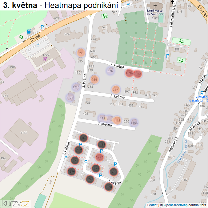 Mapa 3. května - Firmy v ulici.