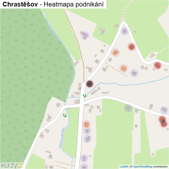 Mapa Chrastěšov - Firmy v části obce.