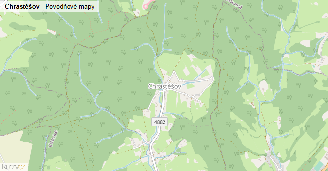 Chrastěšov - záplavové mapy stoleté vody