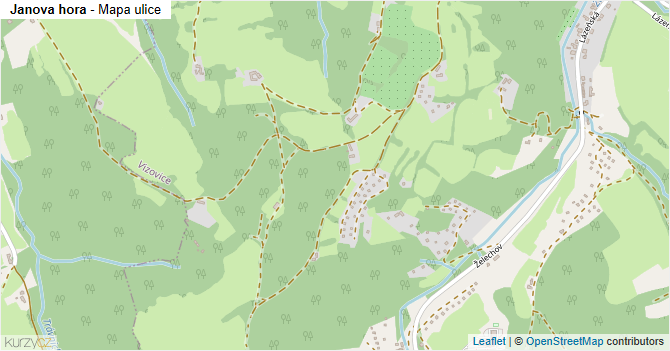 Janova hora - mapa ulice