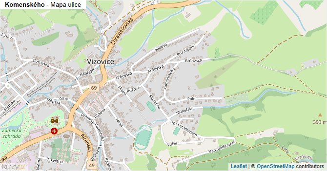 Komenského - mapa ulice
