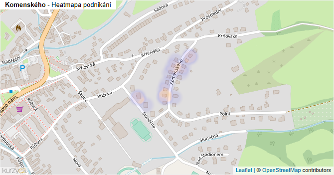 Komenského - mapa podnikání