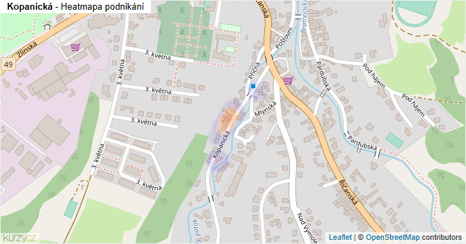 Kopanická - mapa podnikání