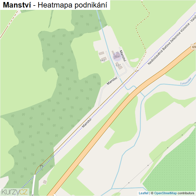 Mapa Manství - Firmy v ulici.