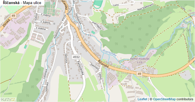 Říčanská - mapa ulice