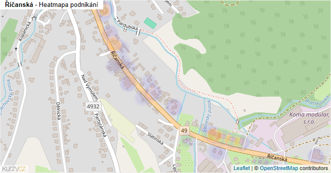 Říčanská - mapa podnikání