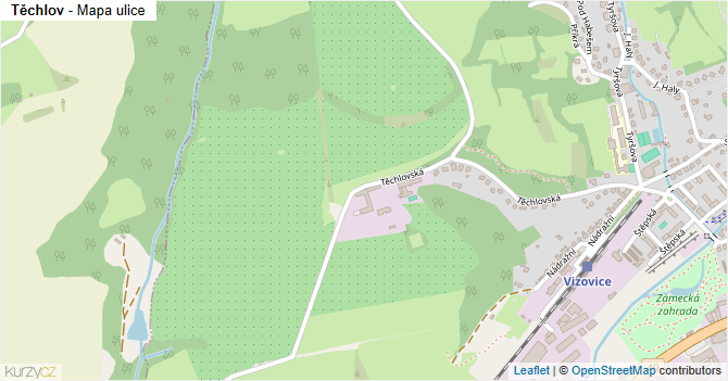 Těchlov - mapa ulice