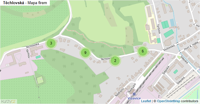 Těchlovská - mapa firem