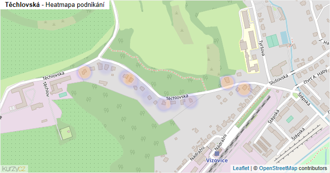 Těchlovská - mapa podnikání