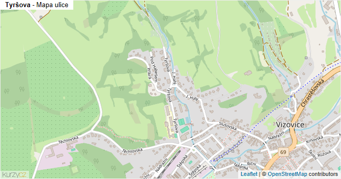 Tyršova - mapa ulice