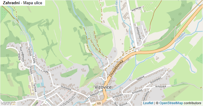 Zahradní - mapa ulice