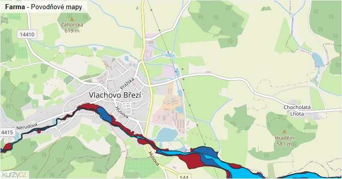 Farma - záplavové mapy stoleté vody
