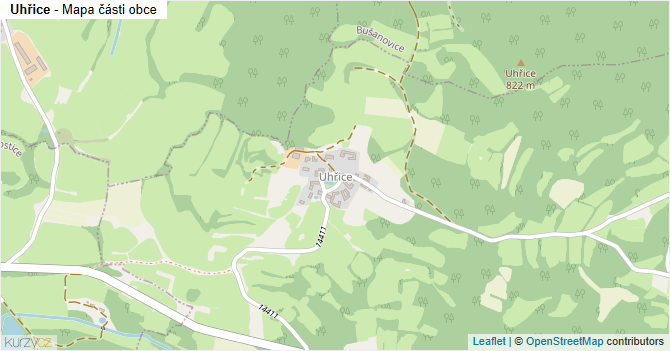 Uhřice - mapa části obce