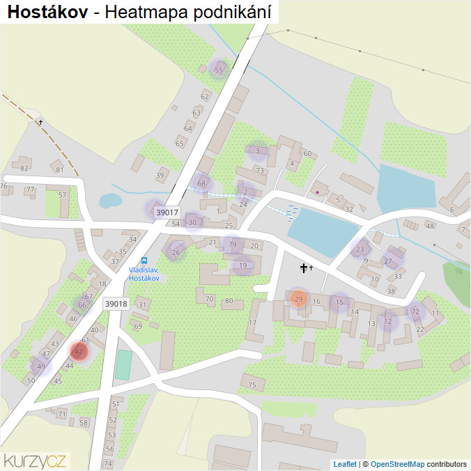 Mapa Hostákov - Firmy v části obce.