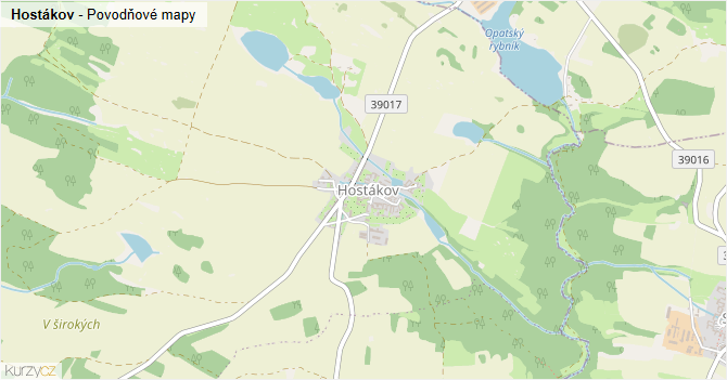 Hostákov - záplavové mapy stoleté vody