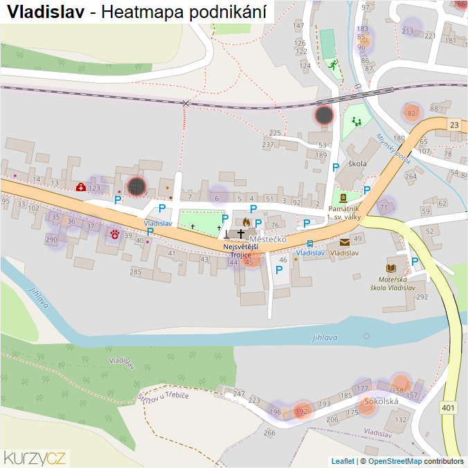 Mapa Vladislav - Firmy v části obce.