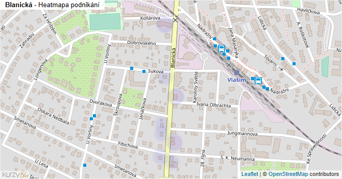 Blanická - mapa podnikání
