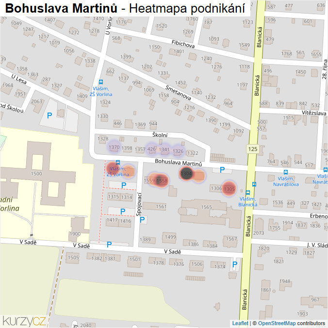Mapa Bohuslava Martinů - Firmy v ulici.