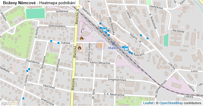 Boženy Němcové - mapa podnikání