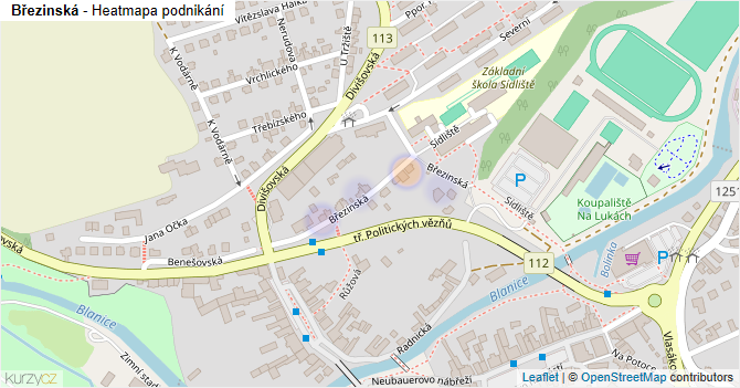 Březinská - mapa podnikání