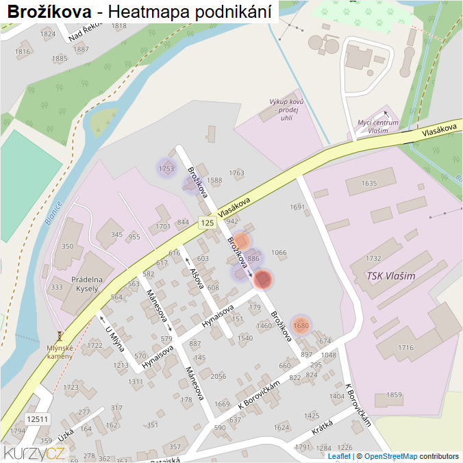 Mapa Brožíkova - Firmy v ulici.