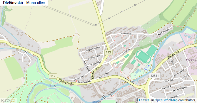 Divišovská - mapa ulice