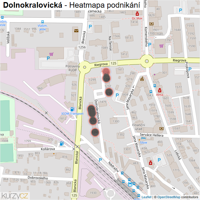 Mapa Dolnokralovická - Firmy v ulici.