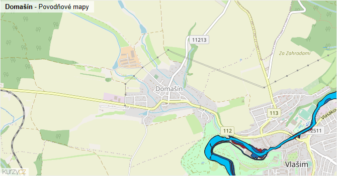 Domašín - záplavové mapy stoleté vody