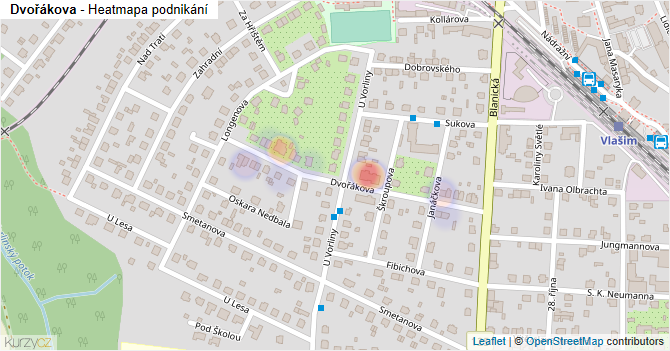 Dvořákova - mapa podnikání