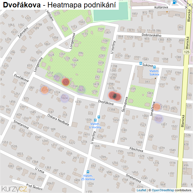 Mapa Dvořákova - Firmy v ulici.