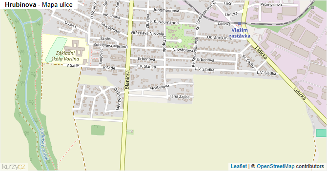 Hrubínova - mapa ulice