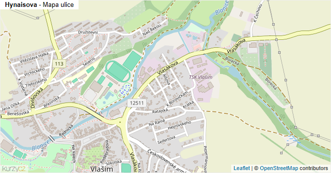 Hynaisova - mapa ulice