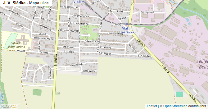 J. V. Sládka - mapa ulice