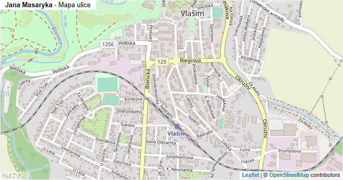 Jana Masaryka - mapa ulice