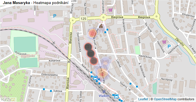 Jana Masaryka - mapa podnikání