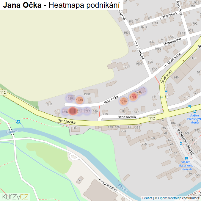 Mapa Jana Očka - Firmy v ulici.